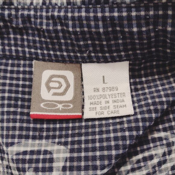 Vintage OP Ocean Pacific Mens L Button Up Shirt Blue and White Rayon SS Beach - Picture 9 of 12